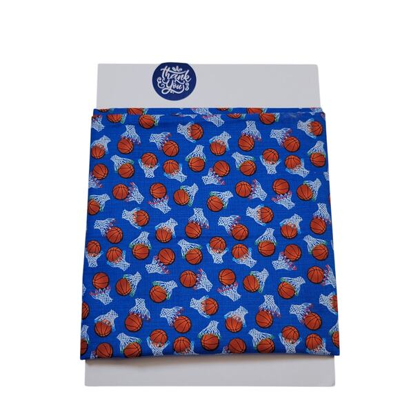 Basketball Fabric 30x44 Hi-Fashion Cotton Sports Balls Hoops Blue Quilting Craft - Picture 11 of 11